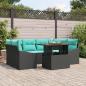 Preview: ARDEBO.de - Gartensofa-set 7 stk. 6-Sitzanzahl Schwarz und Türkis