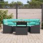 Preview: Gartensofa-set 7 stk. 6-Sitzanzahl Schwarz und Türkis