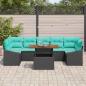 Preview: Garten Essgruppe mit Kissen 8 pcs Schwarz und Teal