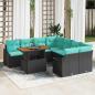 Preview: ARDEBO.de - Gartensofa-set 9 stk. 8-Sitzanzahl Schwarz und Türkis