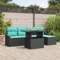 Preview: ARDEBO.de - Gartensofa-set 6 stk. Schwarz und Türkis Poly-Rattan