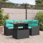 Preview: ARDEBO.de - Gartensofa-set 5 stk. 4-Sitzanzahl Schwarz und Türkis
