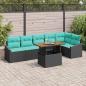 Preview: ARDEBO.de - Gartensofa-set 7 stk. 6-Sitzanzahl Schwarz und Türkis