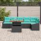 Preview: Gartensofa-set 7 stk. 6-Sitzanzahl Schwarz und Türkis