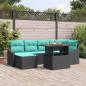 Preview: ARDEBO.de - Gartensofa-set 7 stk. Schwarz und Türkis