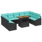 Preview: Gartensofa-set 10 stk. 9-Sitzanzahl Schwarz und Türkis
