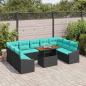 Preview: Gartensofa-set 10 stk. 9-Sitzanzahl Schwarz und Türkis