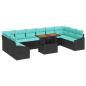 Preview: Gartensofa-set 11 stk. 10-Sitzanzahl Schwarz und Türkis