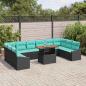 Preview: Gartensofa-set 11 stk. 10-Sitzanzahl Schwarz und Türkis