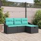 Preview: ARDEBO.de - Sofa Set 4 stk. Schwarz Poly Rattan