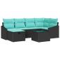 Preview: Sofa Set mit Kissen mit Speicher Schwarz Poly-Rattan