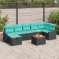 Preview: ARDEBO.de - Gartensofa-set 8 stk. Schwarz Poly-Rattan