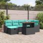 Preview: ARDEBO.de - Gartensofa-set 7 stk. Schwarz Poly-Rattan