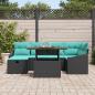 Preview: Gartensofa-set 7 stk. Schwarz Poly-Rattan