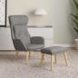 Preview: ARDEBO.de - Relaxsessel mit Hocker Hellgrau Stoff