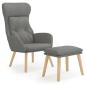 Preview: Relaxsessel mit Hocker Hellgrau Stoff