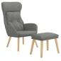 Preview: Relaxsessel mit Hocker Hellgrau Stoff