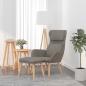 Preview: ARDEBO.de - Relaxsessel mit Hocker Hellgrau Samt