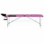Preview: Massageliege Klappbar 3-Zonen Aluminiumgestell Schwarz und Rosa