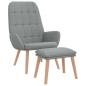 Preview: Relaxsessel mit Hocker Hellgrau Stoff