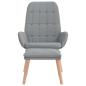 Preview: Relaxsessel mit Hocker Hellgrau Stoff