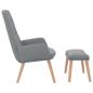 Preview: Relaxsessel mit Hocker Hellgrau Stoff