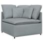 Preview: Modulares Sofa mit Fußhocker Kissen Stoff Hellgrau
