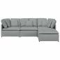 Preview: Modulares Sofa mit Fußhocker Kissen Stoff Hellgrau