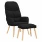 Preview: Relaxsessel mit Hocker Schwarz Stoff