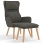 Preview: Relaxsessel mit Hocker Dunkelgrau Samt