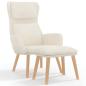 Preview: Relaxsessel mit Hocker Cremeweiß Samt