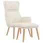 Preview: Relaxsessel mit Hocker Cremeweiß Samt