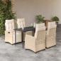 Preview: ARDEBO.de - 5-tlg. Garten-Essgruppe mit Kissen Beige Poly Rattan