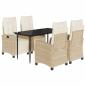 Preview: 5-tlg. Garten-Essgruppe mit Kissen Beige Poly Rattan