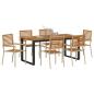Preview: Garten Essgruppe 7 stk. Beige Massivholz Akazie