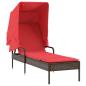 Preview: Sonnenliege mit Sonnendach Braun Polyrattan
