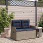 Preview: Gartenbank mit Liegefunktion und Kissen Grau Polyrattan