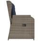 Preview: Gartenbank mit Liegefunktion und Kissen Grau Polyrattan