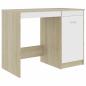 Preview: Schreibtisch Weiß Sonoma-Eiche 100x50x76 cm Holzwerkstoff