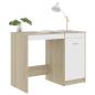Preview: Schreibtisch Weiß Sonoma-Eiche 100x50x76 cm Holzwerkstoff