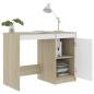Preview: Schreibtisch Weiß Sonoma-Eiche 100x50x76 cm Holzwerkstoff