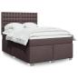 Preview: ARDEBO.de - Boxspringbett mit Matratze Dunkelbraun 160x200 cm Stoff