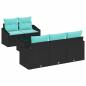 Preview: Sofa Set mit Kissen 6 pcs Schwarz und Türkis Poly Rattan
