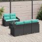 Preview: Sofa Set mit Kissen 6 pcs Schwarz und Türkis Poly Rattan