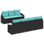 Preview: Sofa Set mit Kissen 8 pcs Schwarz und Türkis Poly Rattan