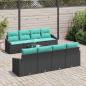 Preview: Sofa Set mit Kissen 9 pcs Schwarz und Türkis Poly Rattan