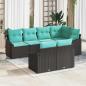 Preview: ARDEBO.de - Sofa Set mit Kissen 7 pcs Schwarz Poly-Rattan