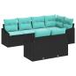 Preview: Sofa Set mit Kissen 7 pcs Schwarz Poly-Rattan