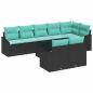 Preview: Sofa Set mit Kissen 9 pcs Schwarz Poly Rattan