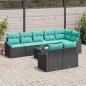 Preview: Sofa Set mit Kissen 9 pcs Schwarz Poly Rattan